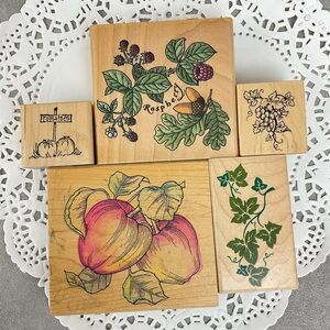 Vintage tomatoes grapes vines gardening rubber stamps lot